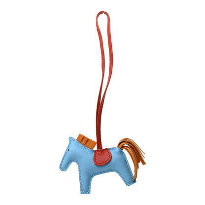 Hermes Milo Lambskin Grigri Rodeo Horse Bag Charm PM Celeste Bouton D'Or Cornaline 1 of 3