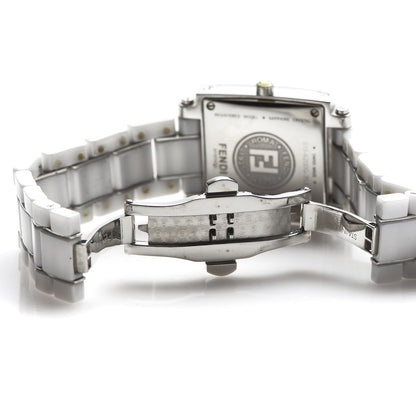 Fendi Stainless Steel Ceramic 30mm Quadro Quartz Watch White 6 of 7