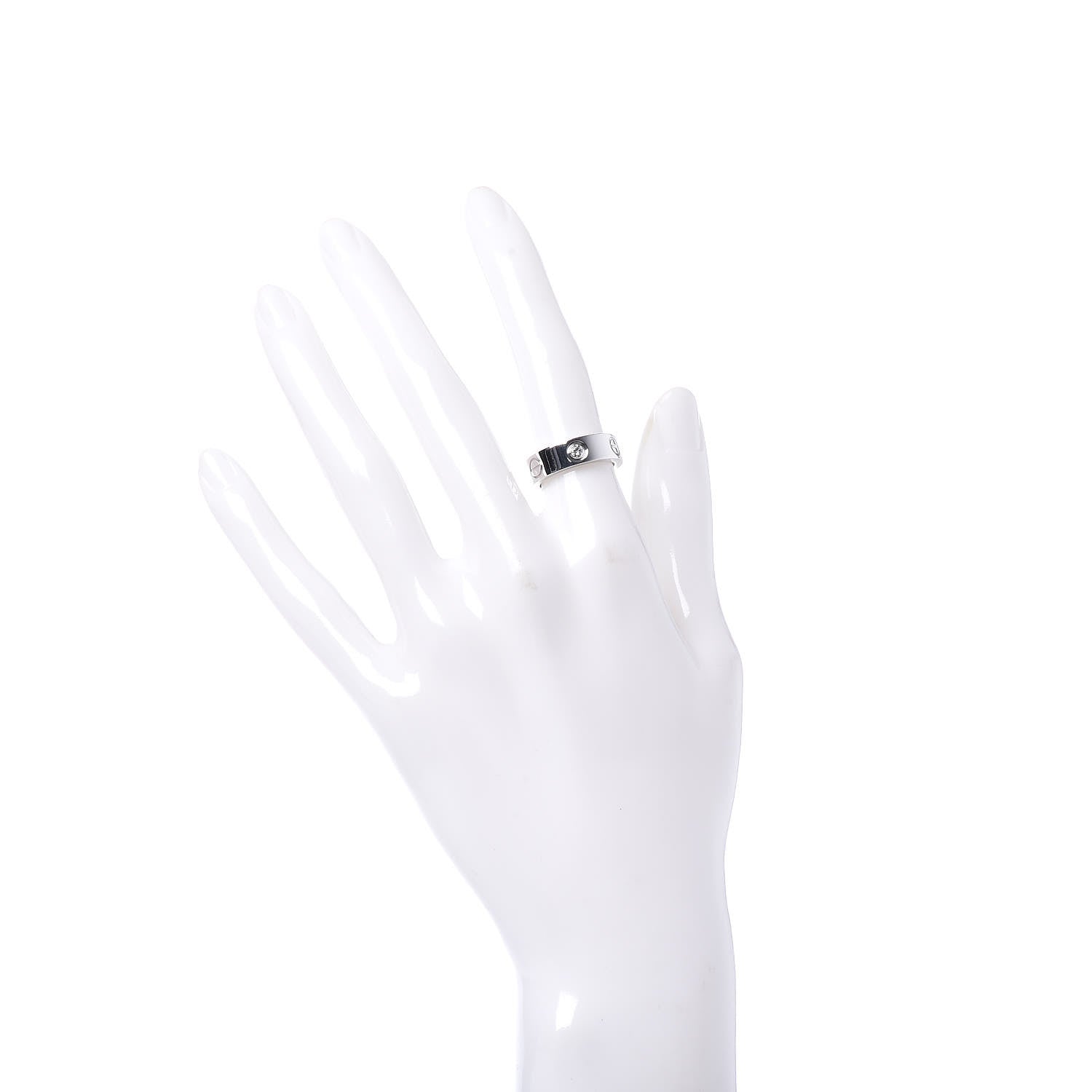 Cartier 18K White Gold 3 Diamond 5.5mm LOVE Ring 49 5 2 of 4