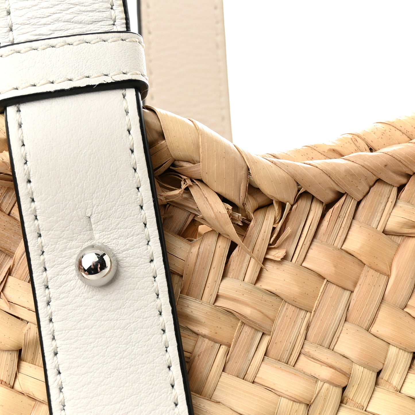 Raffia Basket Tote Bag Natural White