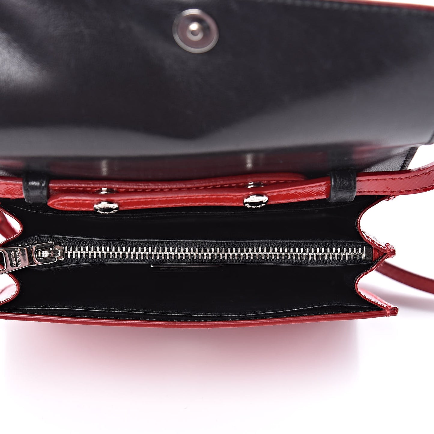 Saffiano Vernice Wallet with Strap Rosso