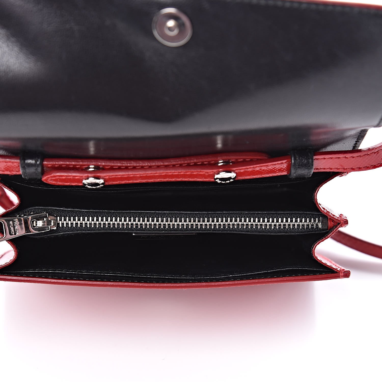 Prada Saffiano Vernice Wallet with Strap Rosso 5 of 12