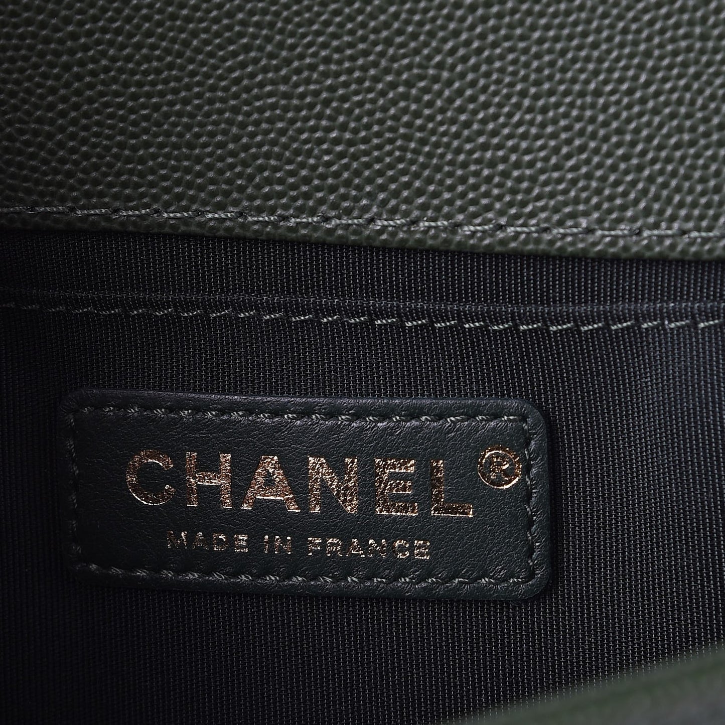 Caviar Chevron Quilted Braided Medium Boy Flap Dark Green