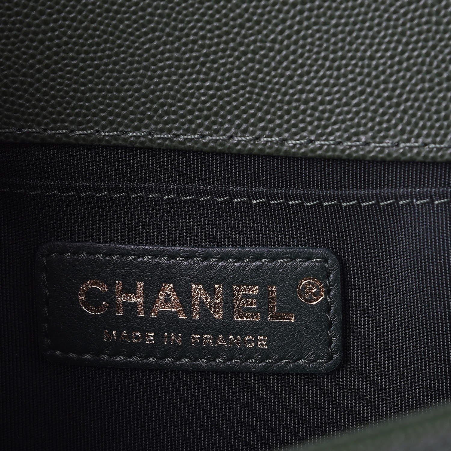 Chanel Caviar Chevron Quilted Braided Medium Boy Flap Dark Green 6 of 8