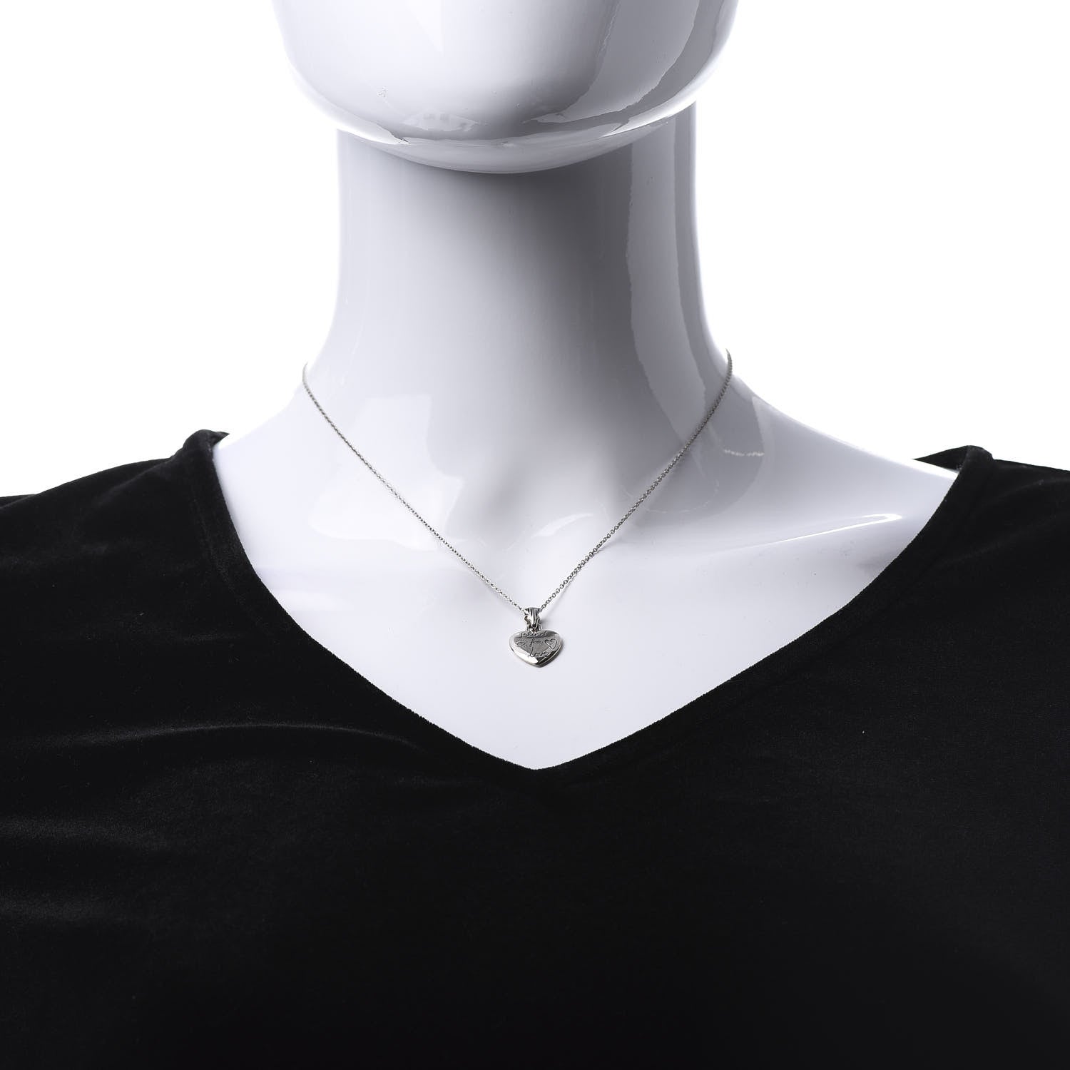 Gucci Sterling Silver Blind for Love Heart Pendant Necklace 2 of 7
