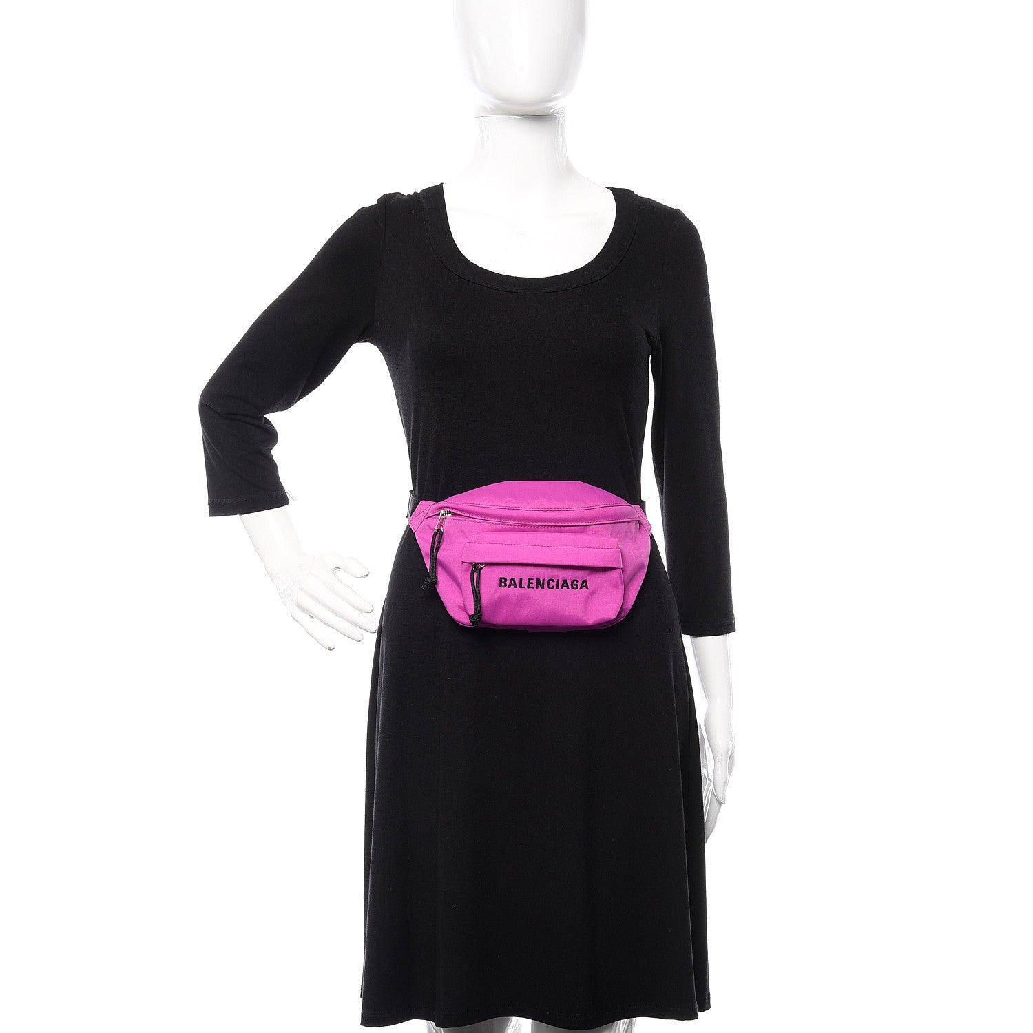 Balenciaga Sport Nylon Logo Embroidered Small Wheel Beltpack Fuchsia Black 2 of 8