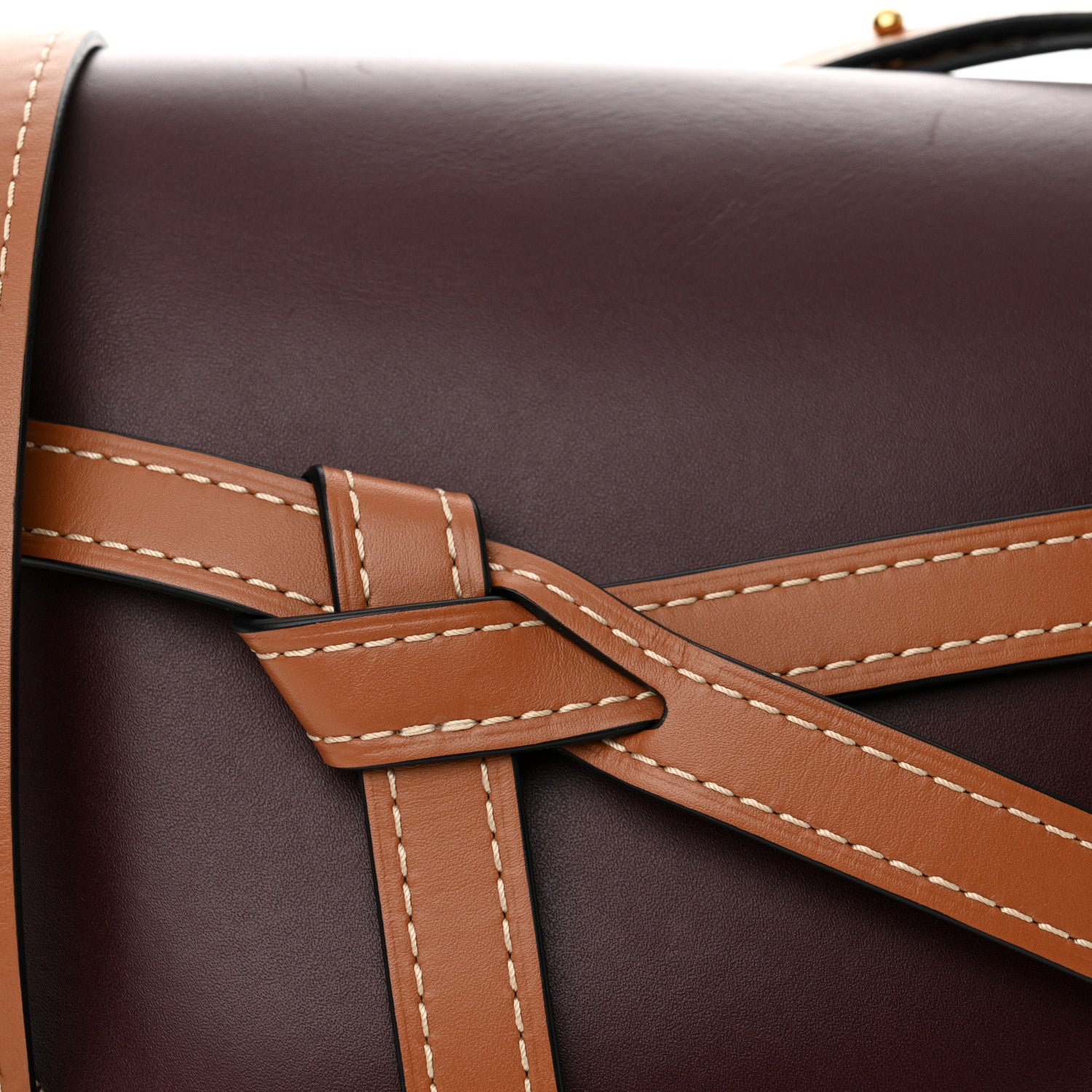 Loewe Calfskin Small Gate Crossbody Bag Oxblood Tan Taupe 7 of 9