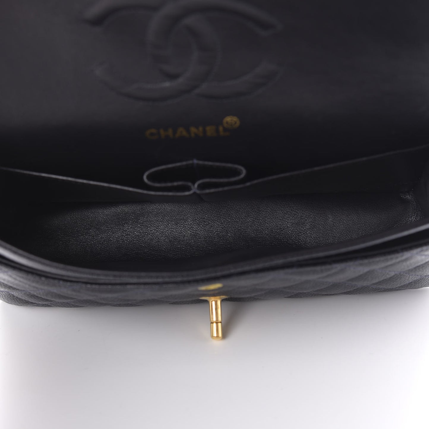 Caviar Quilted Medium Double Flap Navy