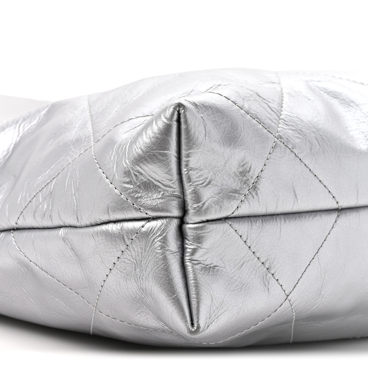 Metallic Calfskin Quilted Small Chanel 22 Silver