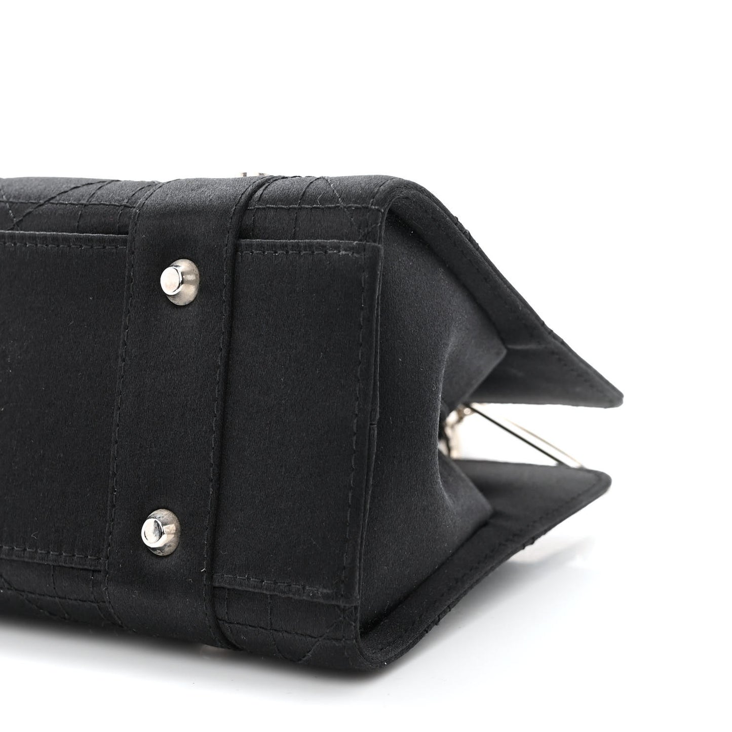 Satin Cannage Stitched Small East West Lady Dior Black