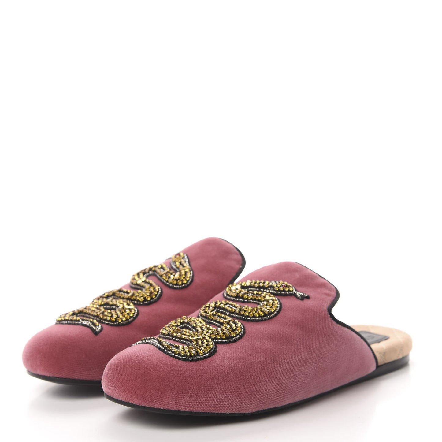 Velvet Crystal Snake Embroidered Womens Slippers 37 Tibet Red Black