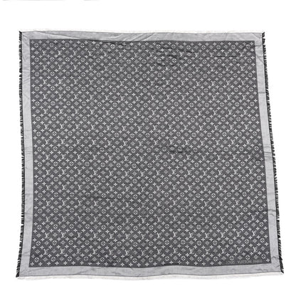 Louis Vuitton Wool Silk Monogram Denim Shawl Black 1 of 4