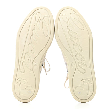 Gucci Washed Cotton GG Monogram Calfskin Womens Low Top Sneakers 36.5 White Mystic White Great White 5 of 10