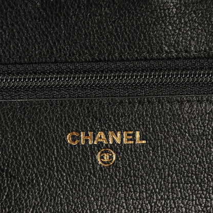Chanel Patent Goatskin Quilted CC Eyelet Wallet On Chain Black 6 of 7
