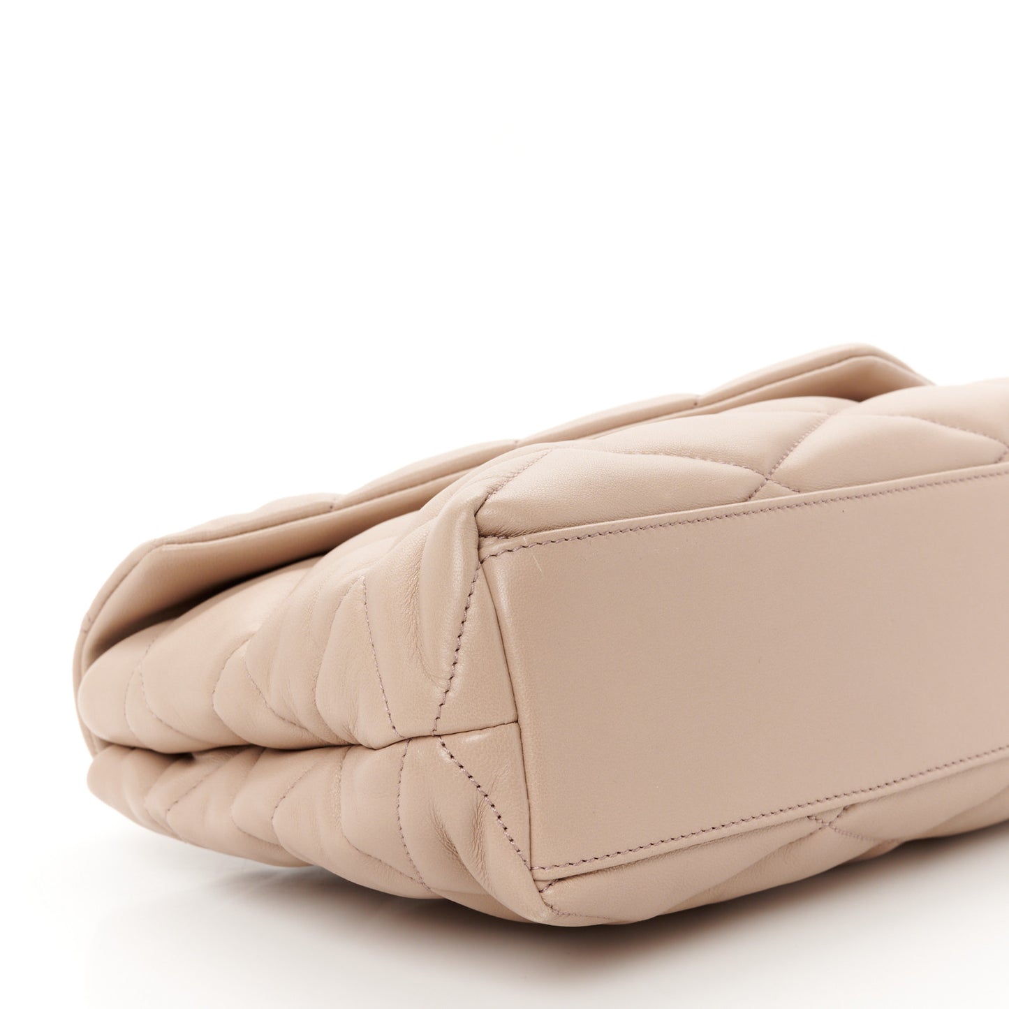 Lambskin Quilted Sade Puffer Envelope Clutch Rosy Sand