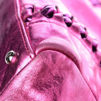 Chanel Metallic Cracked Calfskin Small Modern Chain Tote Fuchsia 16 of 16