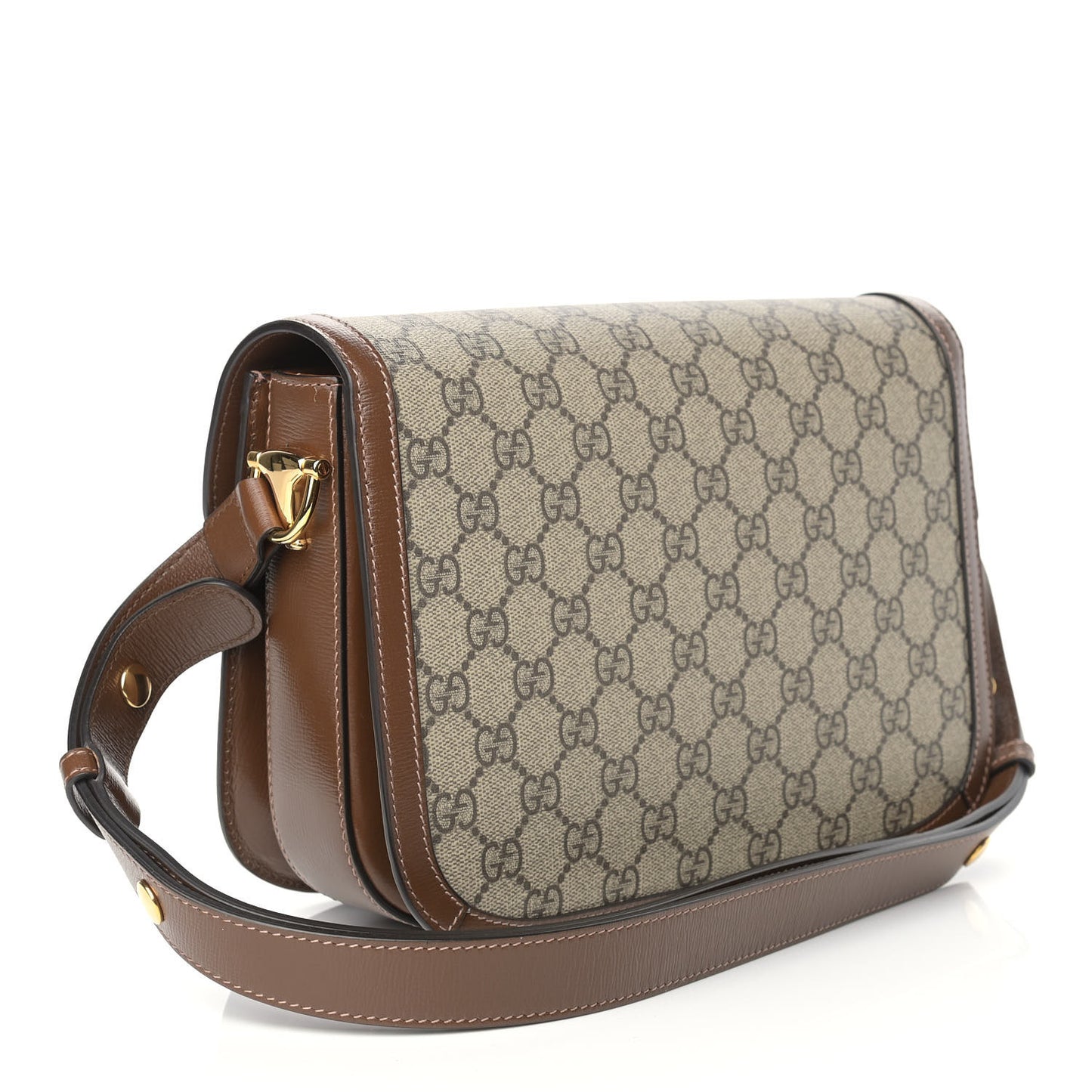GG Supreme Monogram Horsebit 1955 Shoulder Bag Beige Brown Sugar