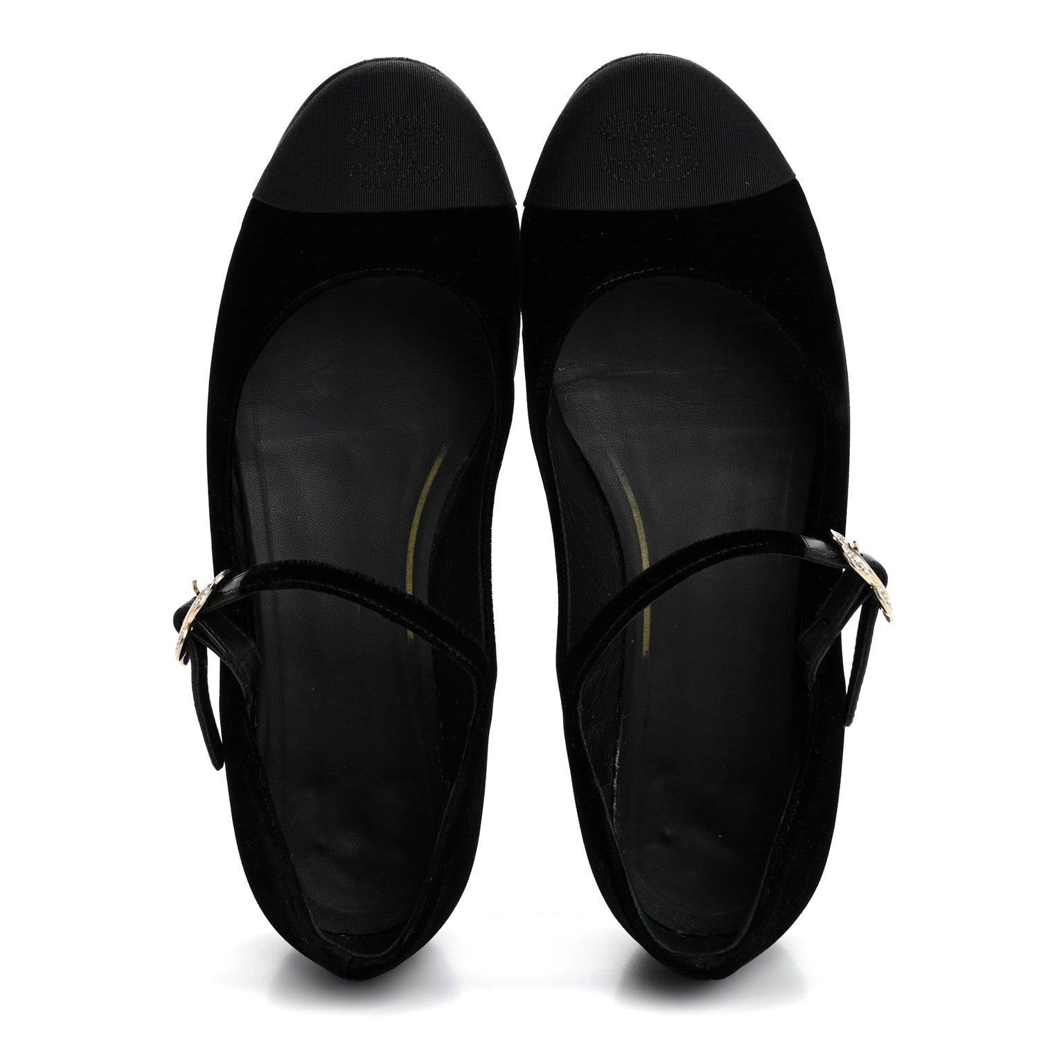 Chanel Velvet Grosgrain Mary Jane Flats 37.5 Black 2 of 12