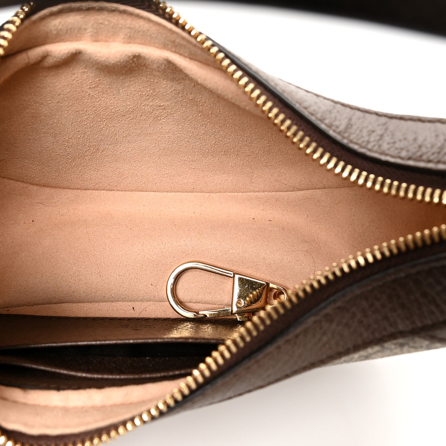 GG Supreme Monogram Textured Calfskin Web Mini Ophidia Half Moon Hobo Beige Ebony New Acero