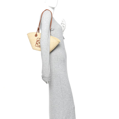 Loewe Calfskin Raffia Small Anagram Basket Tote Bag Natural Tan 2 of 10