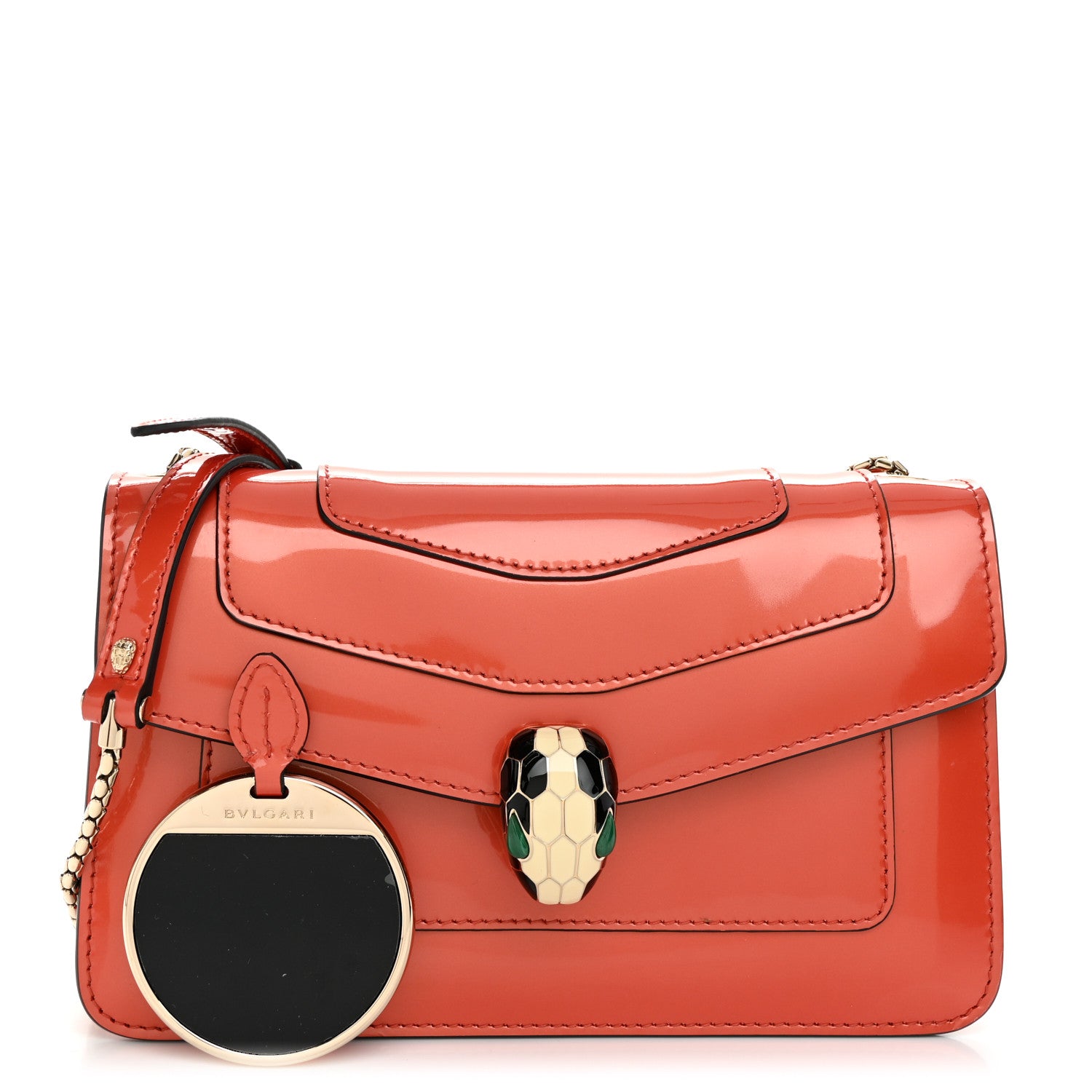 Bulgari Patent Serpenti Forever Small Shoulder Bag Orange 3 of 12