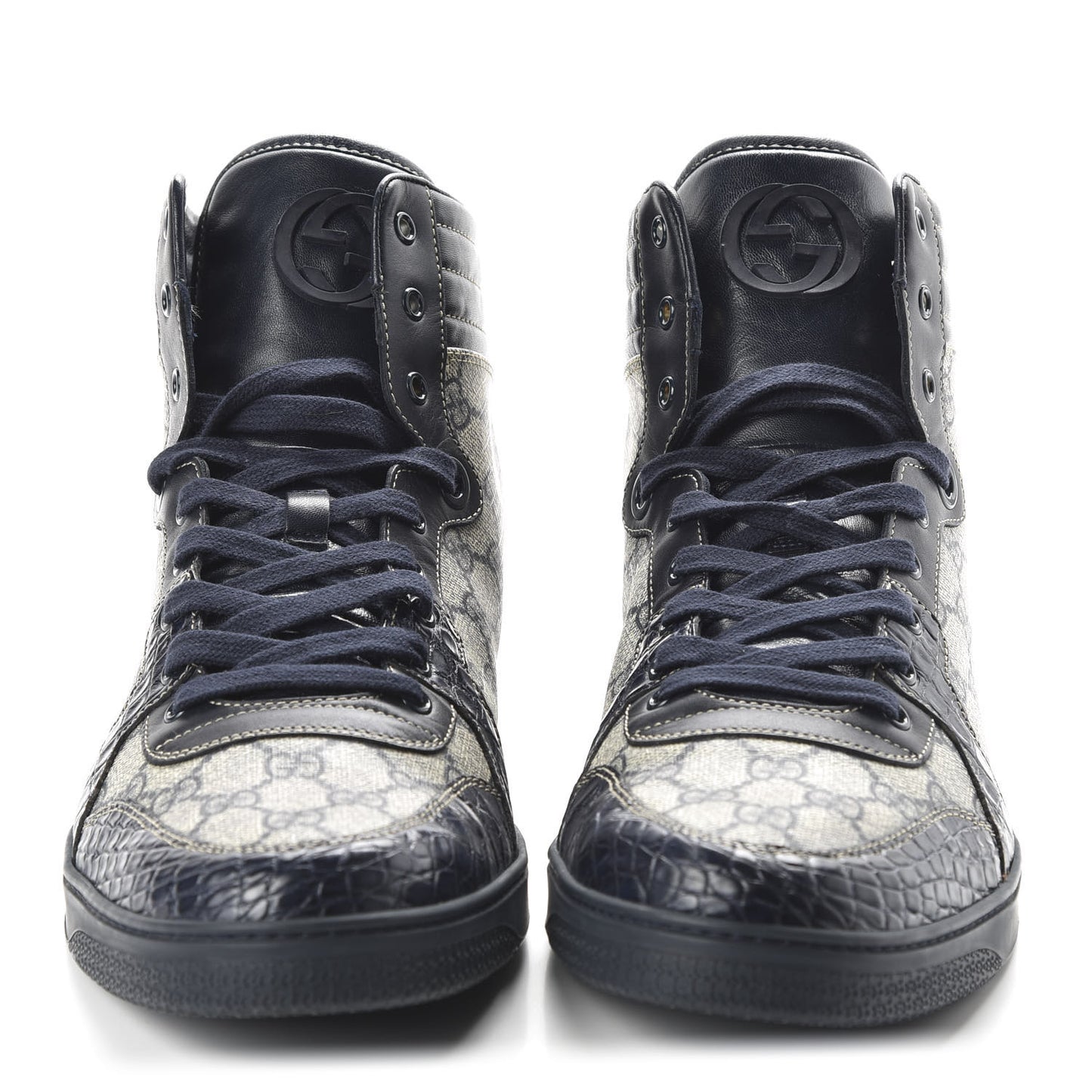 GG Plus Monogram Crocodile Mens Coda Sneakers 13.5 Blue