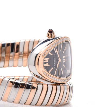 Bulgari Stainless Steel 18K Rose Gold Diamond Bezel 35mm Serpenti Tubogas Quartz Watch Black 4 of 6