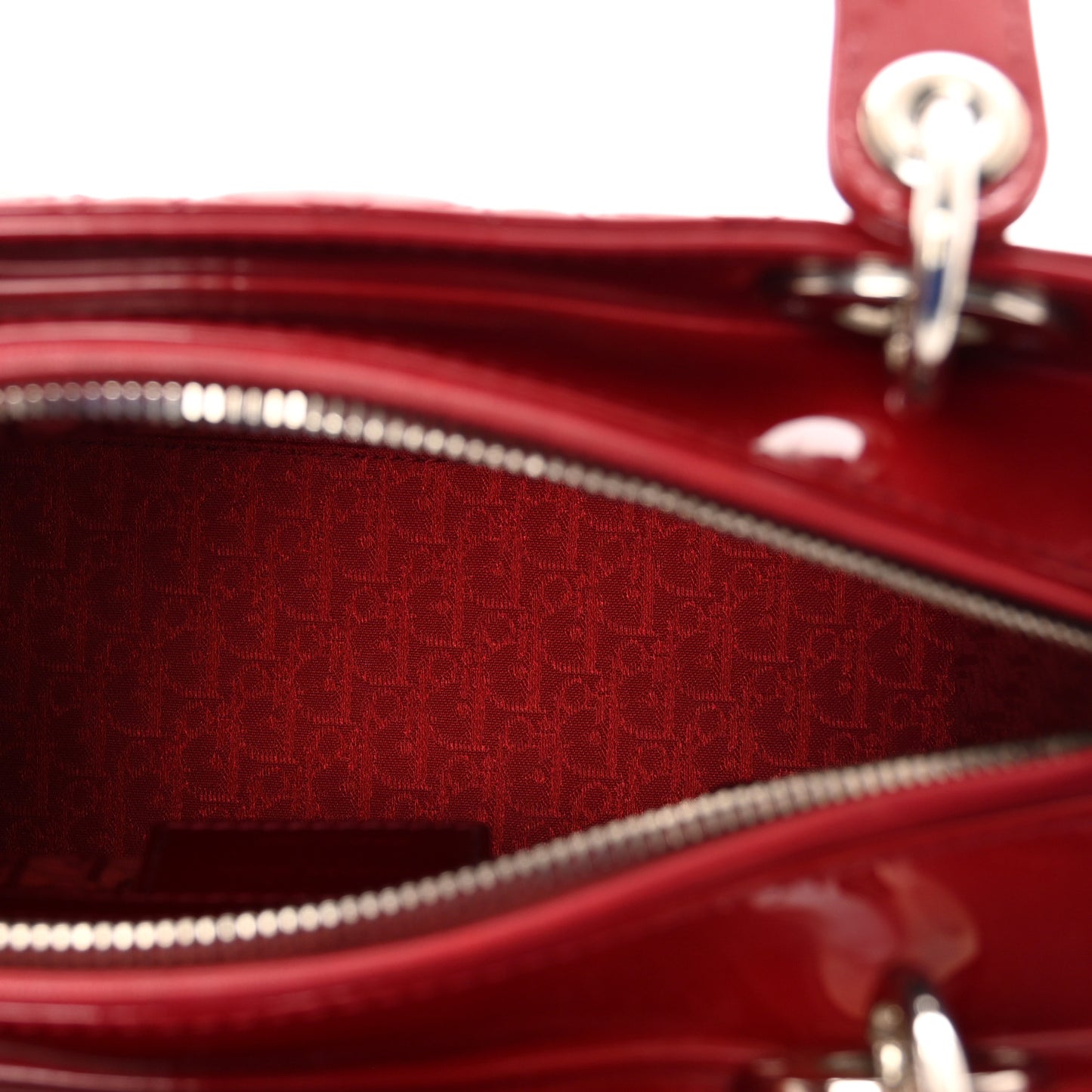 Patent Cannage Medium Lady Dior Red