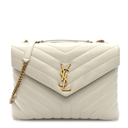 Saint Laurent Calfskin Y Quilted Monogram Medium Loulou Chain Satchel Crema Soft 1 of 9