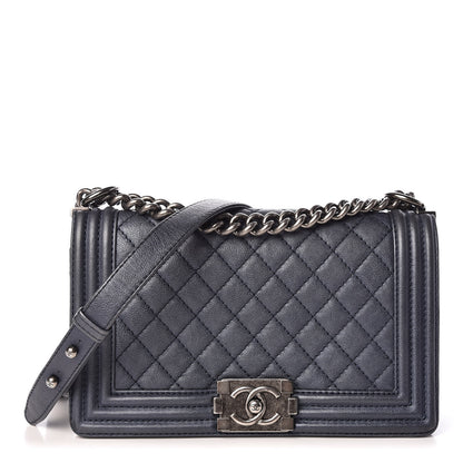 Chanel Calfskin Quilted Medium Boy Flap Dark Navy 1 of 11