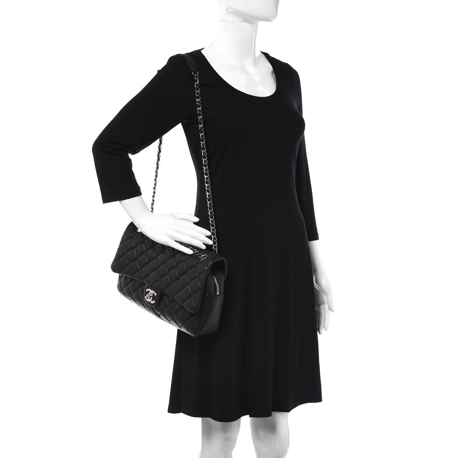 Chanel Caviar Quilted Jumbo Easy Flap Black 3 of 8