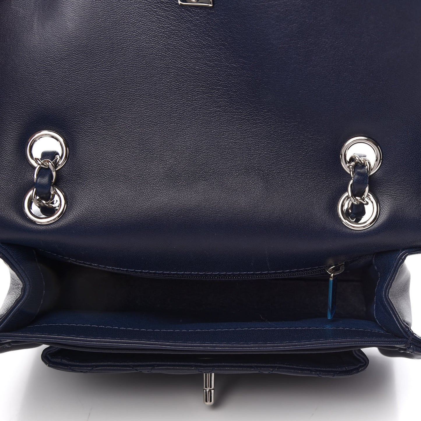 Lambskin Quilted Small Geometric Flap Navy