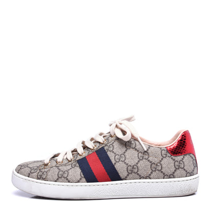 Gucci GG Supreme Monogram Ayers Web Womens Ace Sneakers 37 Beige 1 of 13