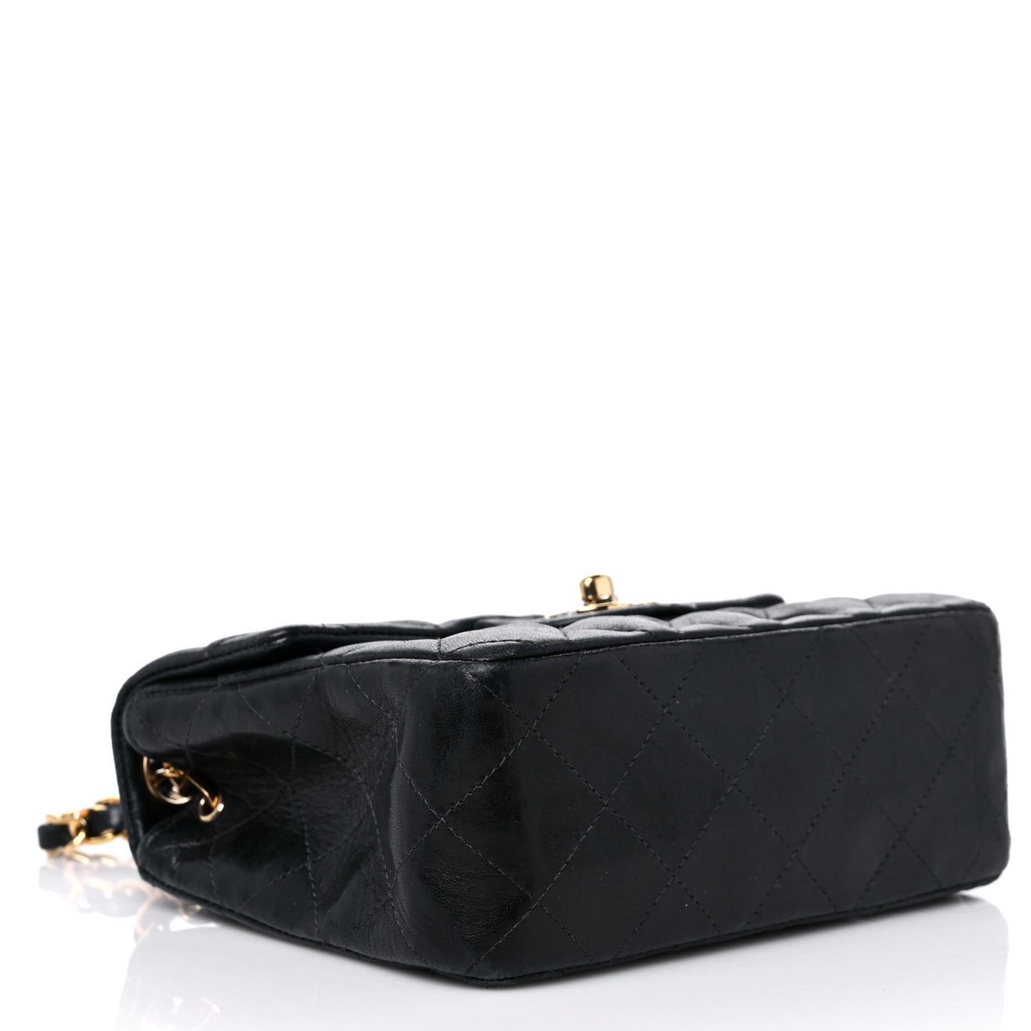 Lambskin Quilted Mini Square Flap Black