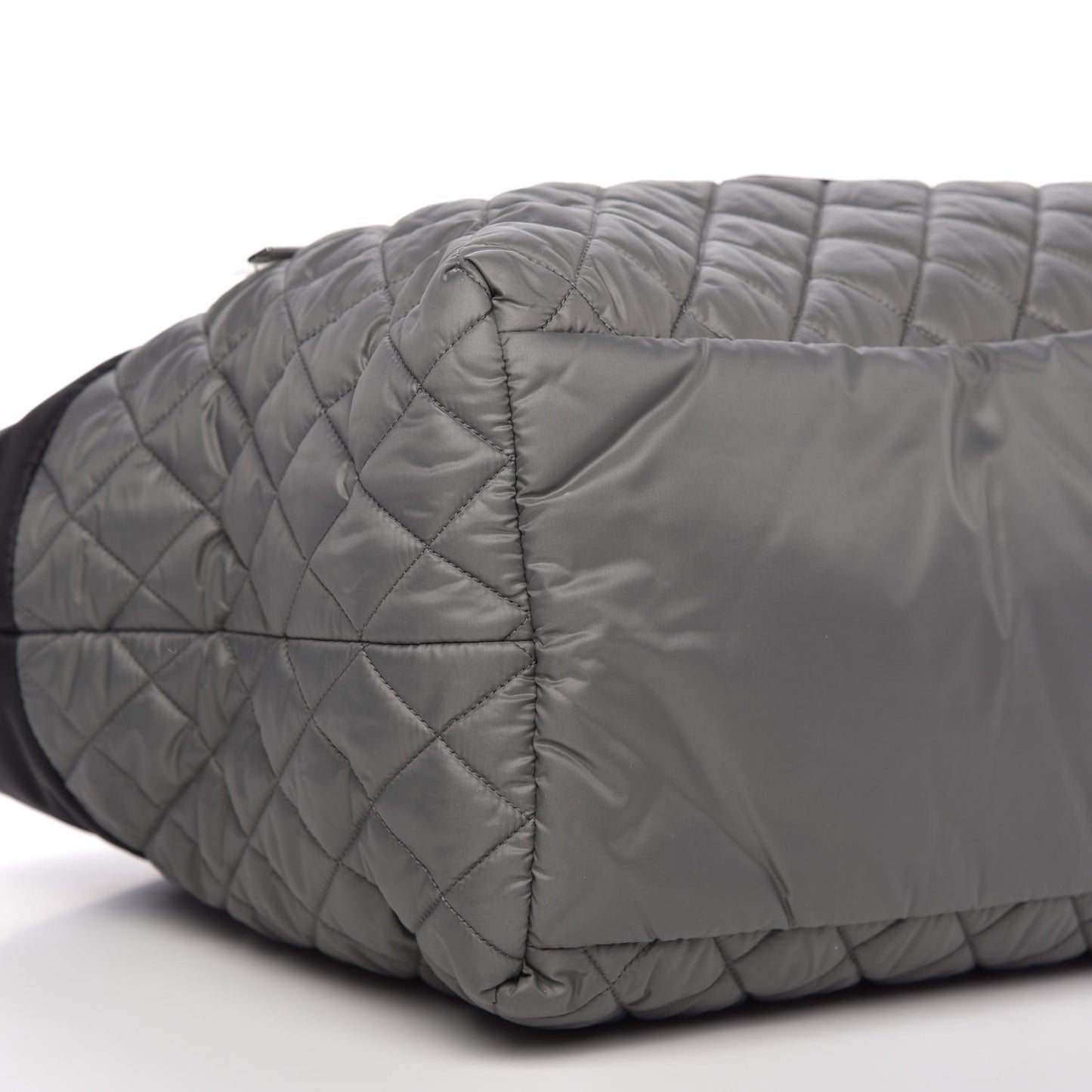 Nylon Quilted Large Coco Cocoon Reversible Tote Black Grey