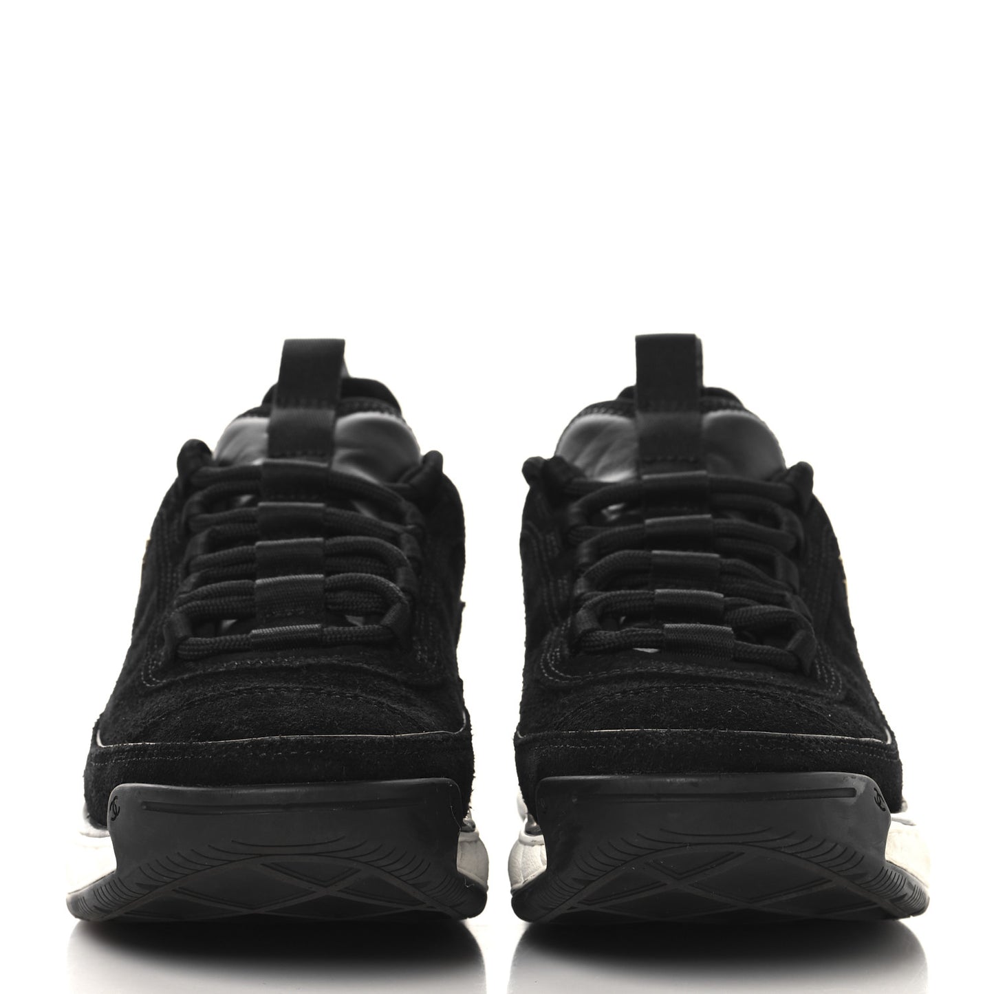 Suede Calfskin Nylon Grosgrain CC Sneakers 37 Black