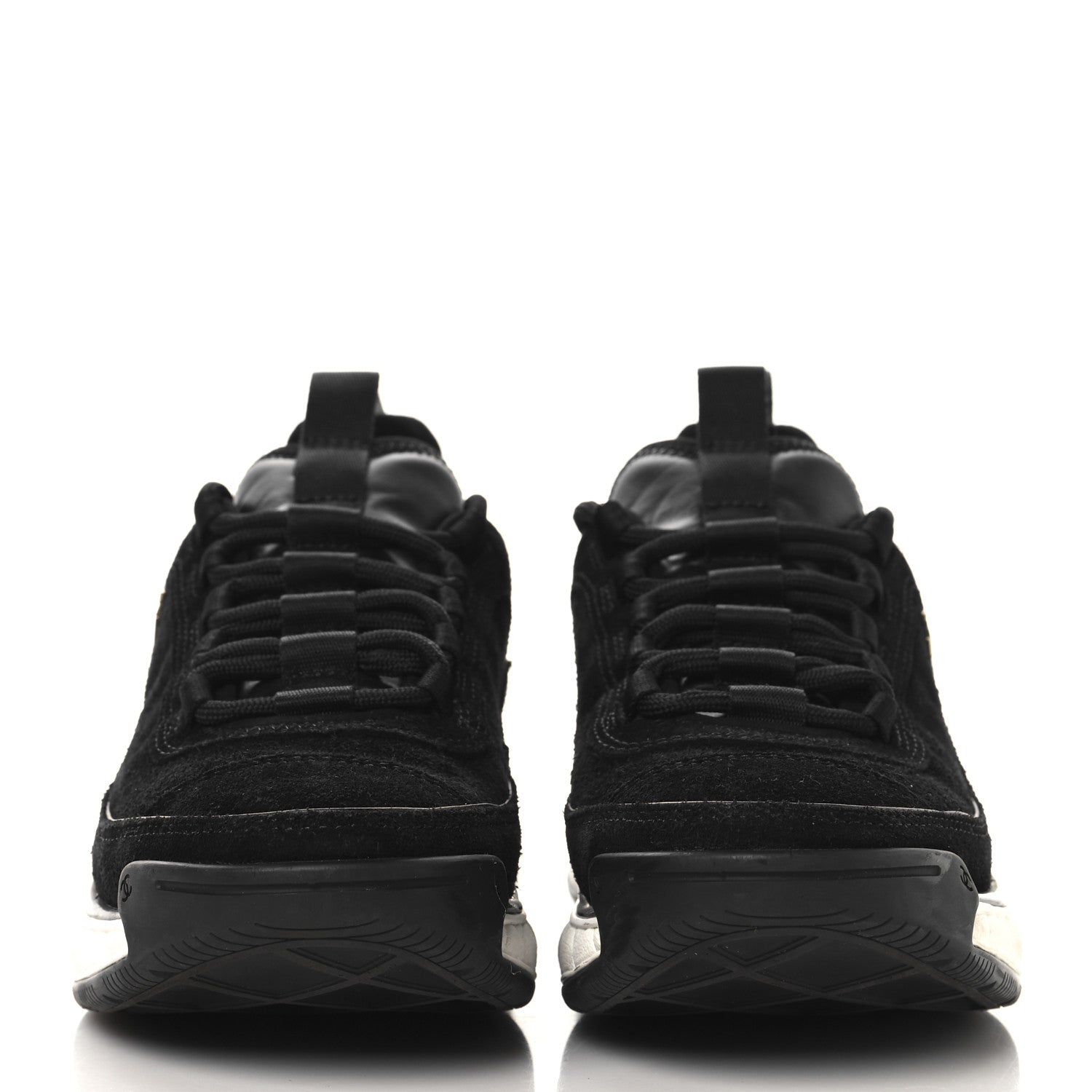 Chanel Suede Calfskin Nylon Grosgrain CC Sneakers 37 Black 3 of 9