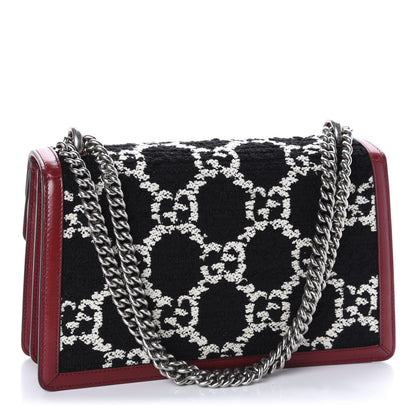 Gucci Tweed GG Monogram Small Dionysus Shoulder Bag Black White Romantic Cherry 3 of 10