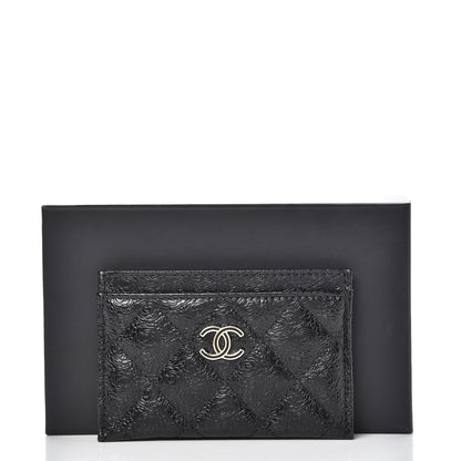 Chanel Calfskin Camellia Embossed Quilted Card Holder Black 9 of 9