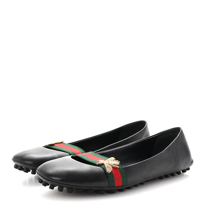 Gucci Calfskin Bayadere Bee Ballerina Flats 38.5 Black 4 of 10