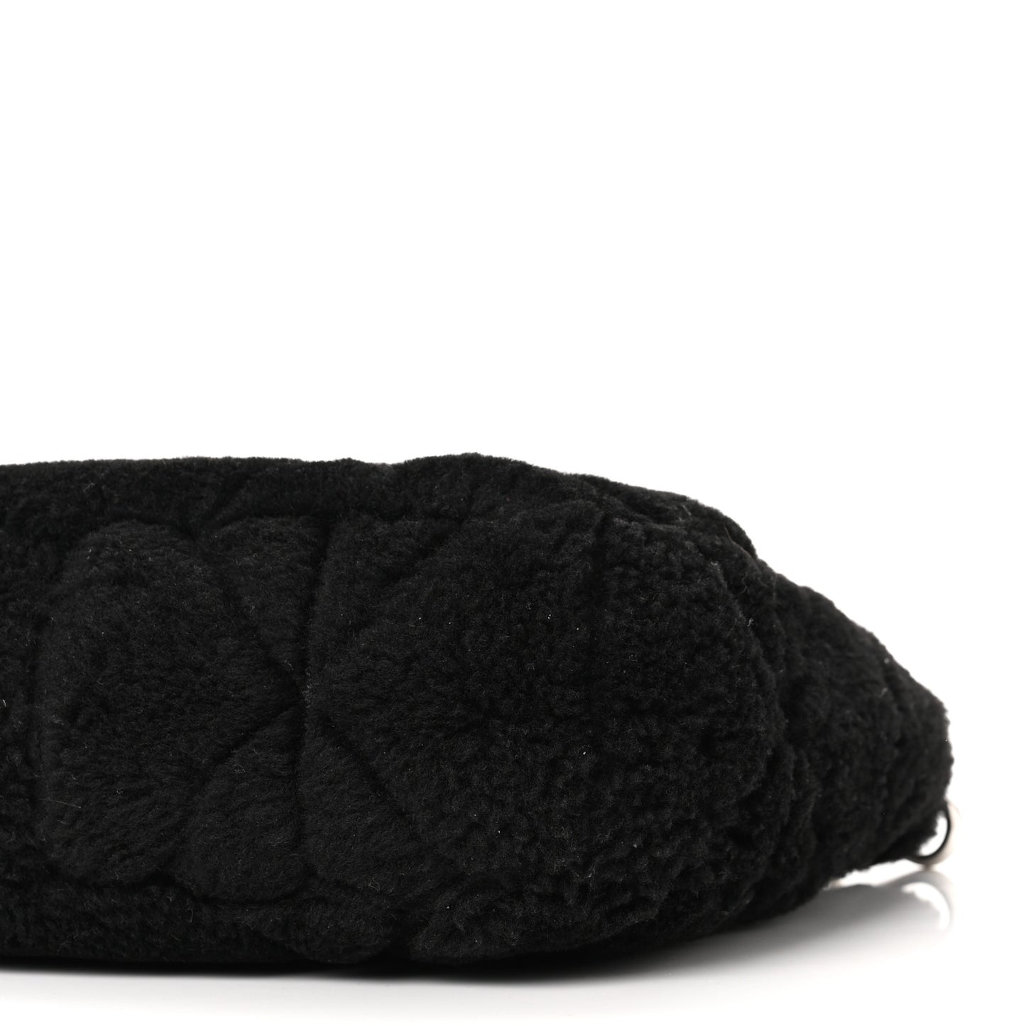 Shearling Nappa Triangle Quilted Patchwork System Shoulder Bag Black