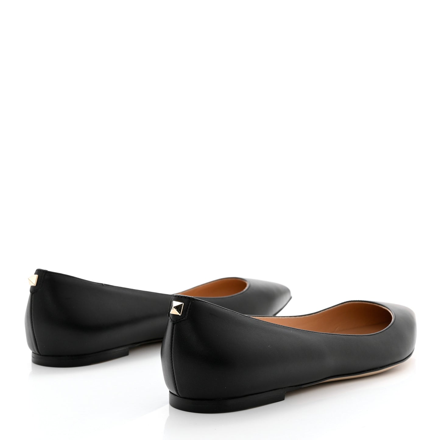 Nappa Rockstud Pointy Toe Ballerina Flats 38.5 Black