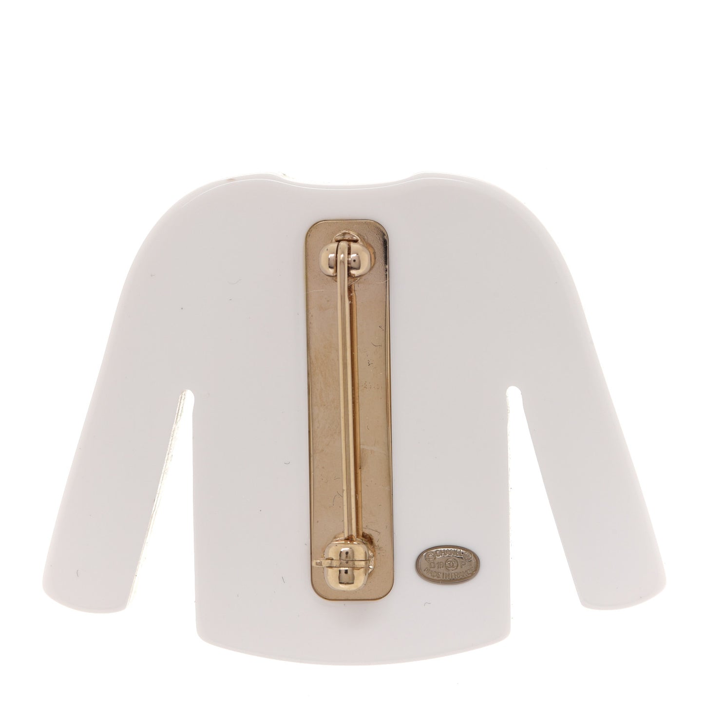 Resin Pearl Tweed Cardigan CC Brooch Black White