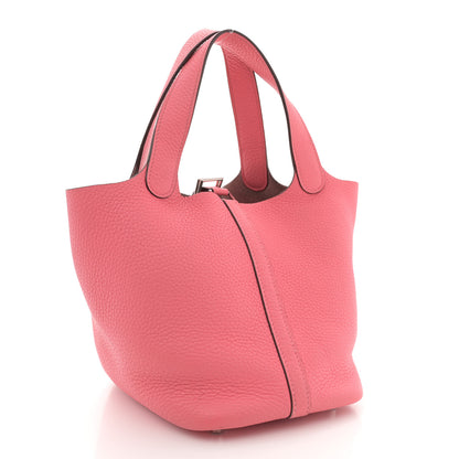 Hermes Taurillon Clemence Picotin Lock 18 PM Rose Azalee 3 of 13