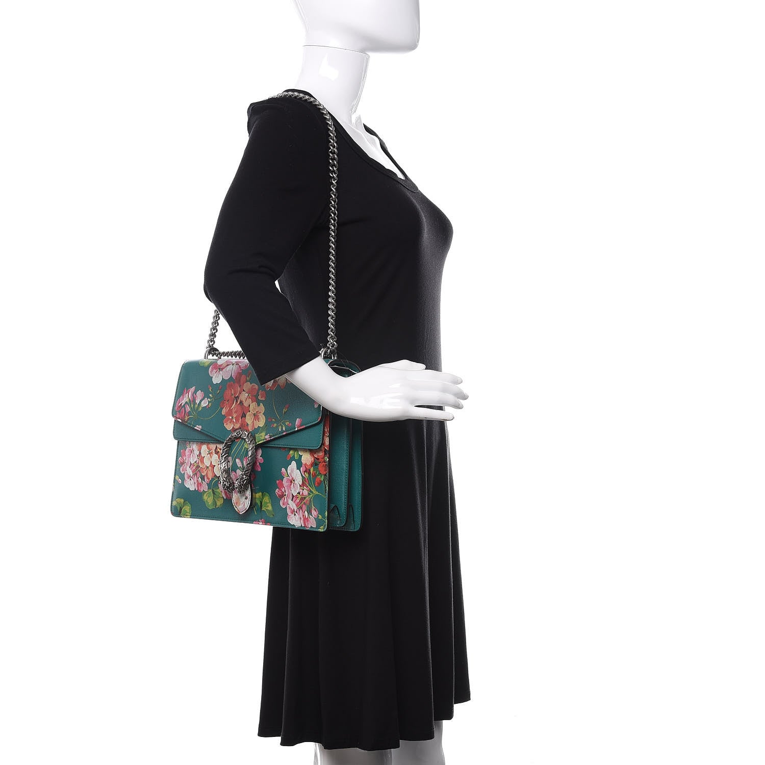 Gucci Calfskin Blooms Print Medium Dionysus Shoulder Bag Bright Emerald Multicolor 2 of 10