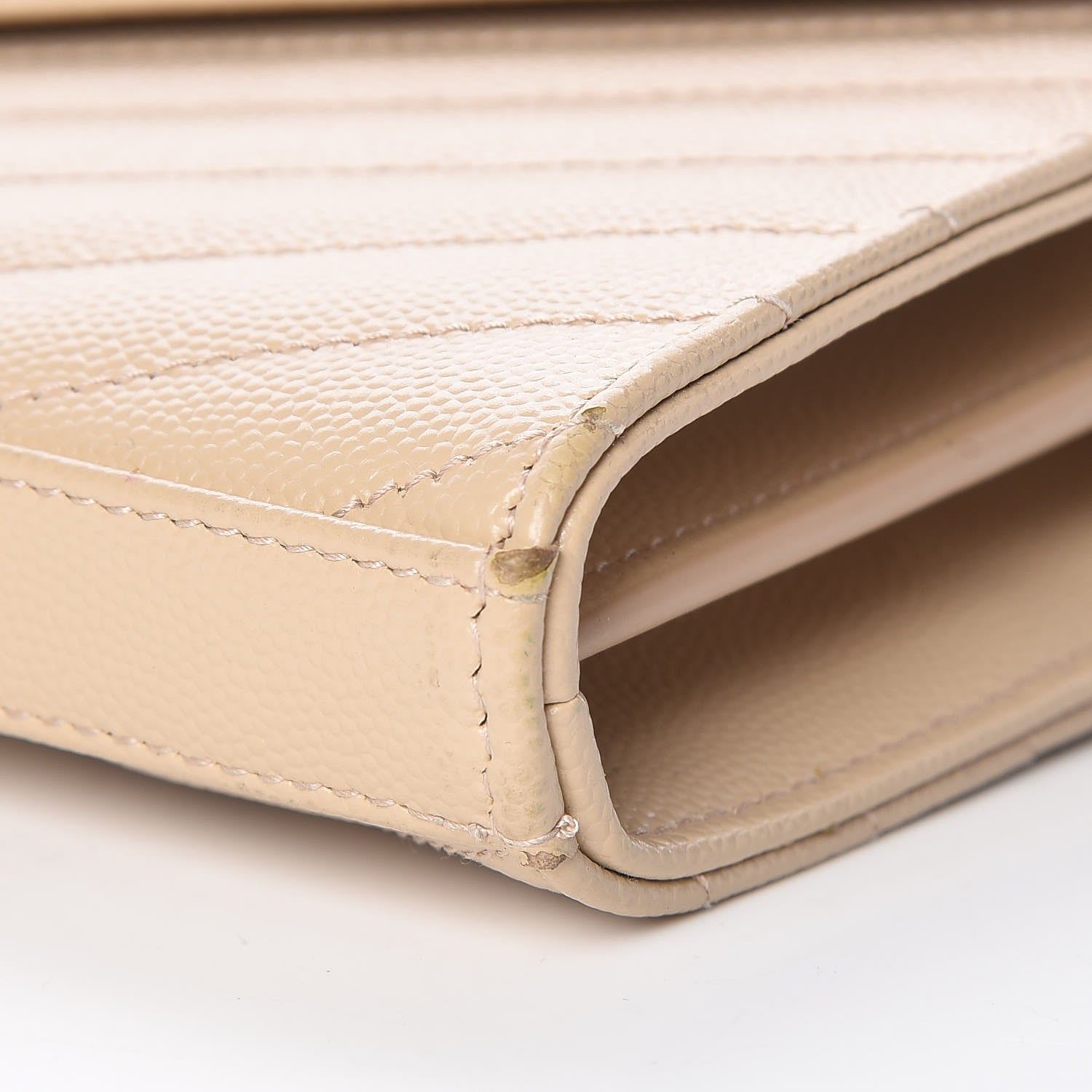 Saint Laurent Grain De Poudre Matelasse Chevron Monogram Chain Wallet Nude Powder 9 of 11