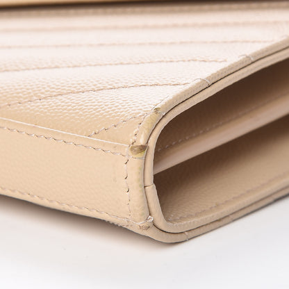 Saint Laurent Grain De Poudre Matelasse Chevron Monogram Chain Wallet Nude Powder 9 of 11