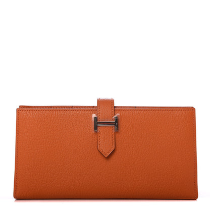 Hermes Chevre Mysore Bearn Gusset Wallet Orange 1 of 7