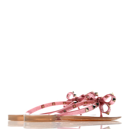 Valentino Garavani PVC Jelly Glitter Rockstud Bow Thong Sandals 35 Pink 3 of 5