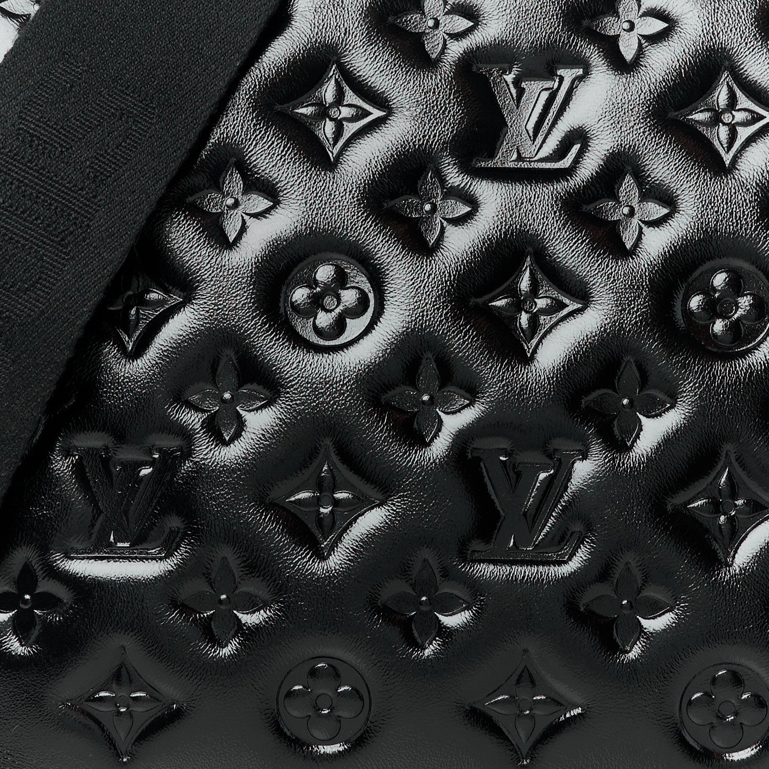 Louis Vuitton Glazed Lambskin Embossed Monogram Coussin PM Black 8 of 10